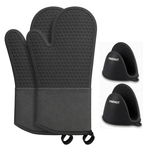 AMISARE 13.39" Silicone Oven Mitts & Mini Mitts, 4-Pcs BBQ Baking Gloves — image 1