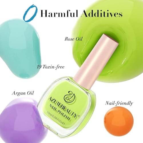 AZUREBEAUTY Summer 8 Colors Hot Pink Neon Blue Green Glitter Purple Yellow Orange Nail Polish Set Quick Dry, Perfect for Women Manicure Nail Art DIY Salon view 7