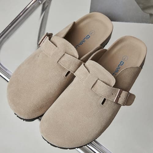 Dumalum Women's Suede Clog Leather Mules Arch Support Potato Shoes with Comfort Cork Footbed - Clogs for Women Men Unisex Antislip Slippers Sandals view 3