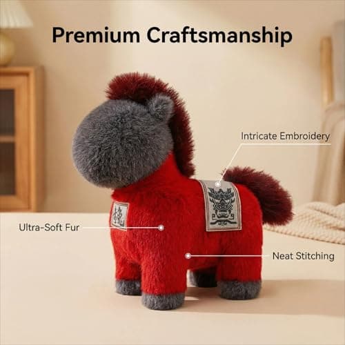 LXYUNKJ 2026 Year of The Horse Stuffed Animals Plush Soft Plushie Toys - Mascot Doll Toys Zodiac Decor, Super Cute Plush Soft Toy for Adults, Kids and Families Gifts (16" Chì Tù) view 4