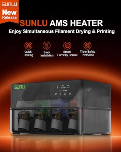 SUNLU AMS Heater, Compatible with Bambu Lab AMS 1.0, Enables Drying While Printing, Drying evenly & 70℃ Fast Heating Filament Dryer, 4-roll Capacity (AMS Not Included) view 2