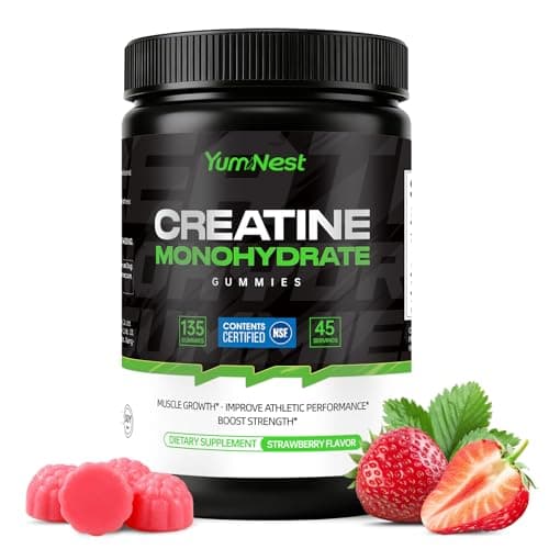 Creatine Gummies NSF Certified for Men & Women, 5000 MG Creatine Monohydrate Gummies for Muscle Growth, Strength & Energy Support - Sugar Free, Vegan, Strawberry Flavor, 135 Count Creatine Gummy — image 1