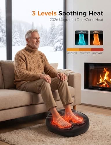 Burrki Foot Massager with Heat, 3-Zone Kneading & 3 Level Dual-Zone Heat | 360° U-Shape Air Compression, 3 Timer Options, Pain Relief for Feet, Gift for Mom Dad view 6