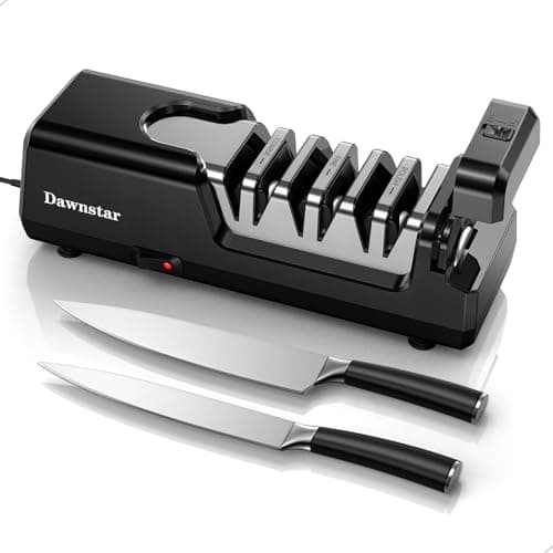 Dawnstar Electric Knife Sharpener, Precise 20° Diamond Knife Sharpener for Kitchen Knives, Quick Repairing in 40 Seconds, with Metal Dust Collection Box & Special Port for Scissors, Black — image 1