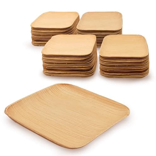 ECODESIGN-US Palm Leaf Plates 100 Count - 6" Square Disposable Heavy Duty Dinnerware - Appetizer and Dessert Plates for Weddings, Catering, Parties view 6