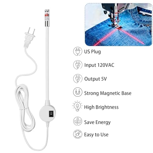 UPWATT Sewing Machine Positioning Light, Magnetic Alignment Guide Lamp with Flexible Gooseneck, Cross Craft Sewing Tool for Precise Stitching & Quilting view 3