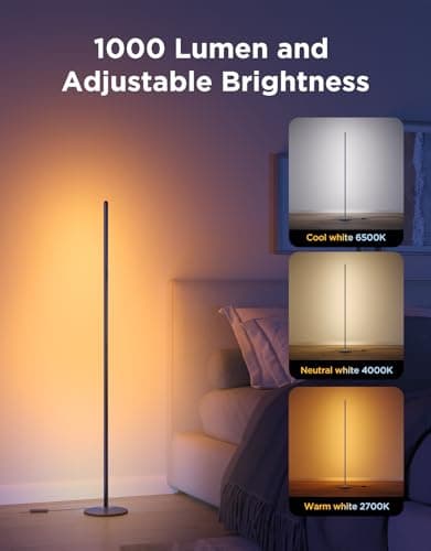 Govee RGBIC Floor Lamp Basic, 1000lm LED Corner Lamp Compatible with SmartThings, Alexa, and Matter, Modern Floor Lamp with Music Sync and 16 Million DIY Colors, Standing Lamp for Bedroom Living Room view 4