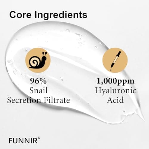 FUNNIR Snail Mucin 96% Essence 100ml, Hydrating Serum for Face with Snail Secretion Filtrate for Dull Skin, Skin care products for All Skin Types view 2