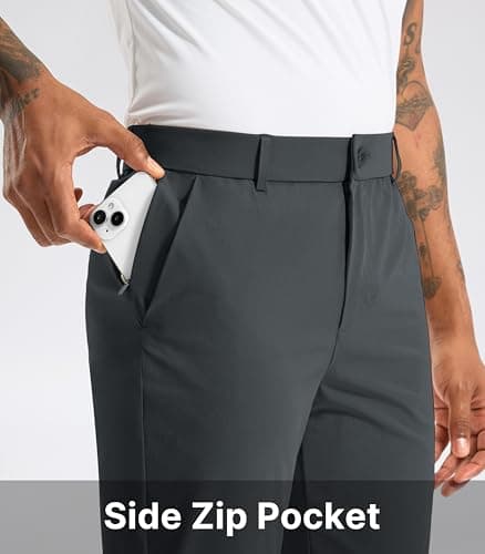 Soothfeel Mens Golf Pants Classic Fit Stretch Work Dress Pants 30"/32"/34" Quick Dry Lightweight Casual Trousers with Pockets view 3