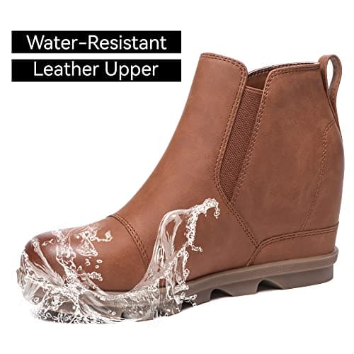 Athlefit Women's Wedge Ankle Boots Comfortable Slip On Wedge Booties view 5