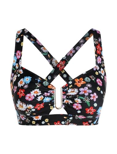 ZAFUL Women U-Wired Bikini Top Only- Ruched Cut Out Back-Cross Adjustable Straps Bathing Suit Top Only for Large Bust — image 1