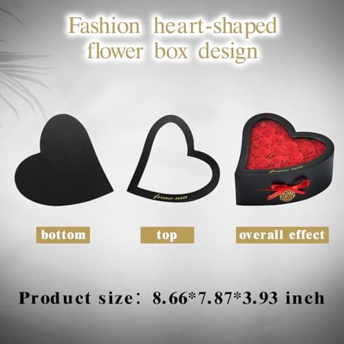 HERBMOTG 27 Forever Real Roses in Heart-Shaped Box with a Curved Design, Grade A Quality-Preserved Roses for Birthday, Mothers Day & Valentines Day (Red) view 4
