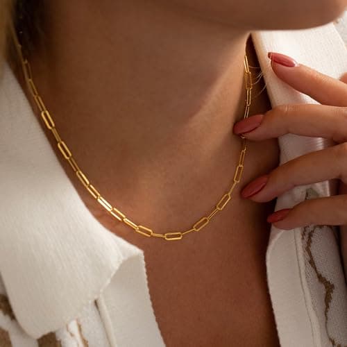 JNZSSWHJJH Gold Chain Necklace for Women - 18K Gold Plated Gold Chain Necklace Layered Herringbone Rope Snake Paperclip Chain Necklaces Dainty Gold Chain Necklace for Women Gold Jewelry Gifts view 2