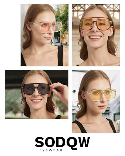 SODQW Oversized Aviator Sunglasses for Women Trendy Big Square Sun Glasses UV Protection 2025 Shades view 5