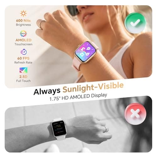 Smart Watch for Women Android & iPhone [40mm 3 Bands, Cloud Star Pink] | 1.75'' AMOLED Display Fitness Watch with Answer/Make Call, 24/7 Health Monitoring, AI Voice, 110+ Sport Mode, 3ATM Waterproof view 4