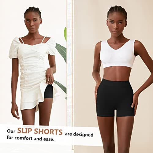 YADIFEN 3 Pack Slip Shorts for Women Under Dress, Anti Chafing Underwear Seamless Shaping Boyshort Panties Comfy Shorts view 5