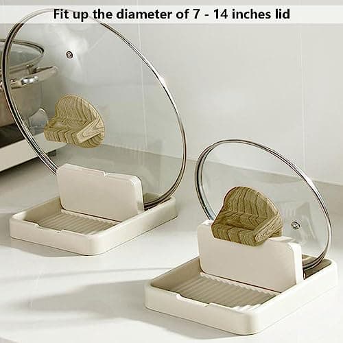 1 Pack Spoon Rests with Lid Holder for Multiple Utensils, Utensil Rest & Spoon holder for Kitchen Counter, Stove Top, Heat Resistant Kitchen Utensil Holder for Spatulas Holder, Pot Lid, Tongs, Ladles view 7