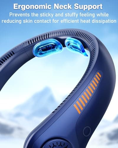 EYERZ Portable Neck Fan - Rechargeable Personal Fan with Neck Support, 5-Speed Quiet Lightweight Long Lasting Neck Fan, Fathers Day, Mothers Day Gifts, Full Surround Cooling for Travel, Hot Flashes view 2