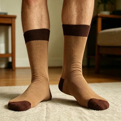 BLBJYPZX Mens Black Dress Socks 10-13, Work Crew Cotton thick tall wide Calf Long Socks Size 9-12 13-15 view 5