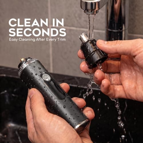 Nose Hair Trimmer for Men Women,3-in-1 Rechargeable Ear and Nose Trimmer with LED Display, Painless Eyebrow, Sideburn and Facial Hair Trimmer, USB-C, Waterproof, Dual-Edge Blades, gifts for men(Black) view 6