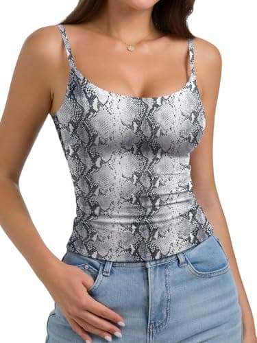 PINKMSTYLE Women's Basic Double Lined Scoop Neck Tank Tops Adjustable Cami Tank Summer Sleeveless Tops view 4