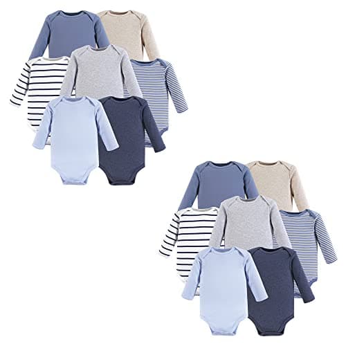 Hudson Baby Unisex Baby Cotton Long-Sleeve Bodysuits Boy Basic 14-Piece, 6-9 Months