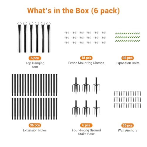 10FT String Light Poles, Heavy Duty Outdoor Light Pole Stand, 5-Prong Reinforced Steel Base, Anti-Rust, for Patio Garden Deck, Support Bistro & Edison Bulb Lights (6 Pack) view 2