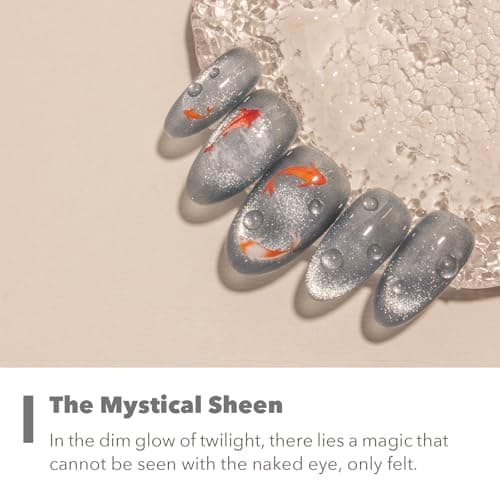 SAGEBIO High-Density & Ultra-Bright Cat Eye Gel Nail Polish with Magnet Stick, 15ml Sparkling Magnetic Gel for DIY Manicure, Long-Lasting Shine - Jade Smoke view 4