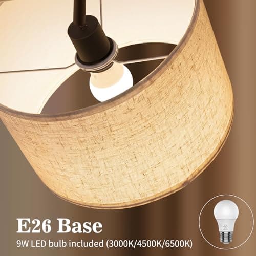 ONEWISH Floor Lamp with Round Table, Side Table for Living Room, Coffee Table with Charging Station (USB/Type-C/AC Port), 3 Color Temperatures, LED Bulb Included, Modern Night Stand for Bedroom, White view 5