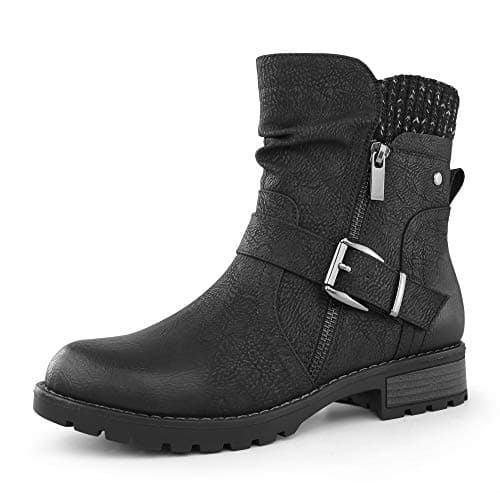 Hawkwell Women's Combat Boots Fashion Side Zipper Buckle Ankle Booties view 4