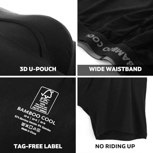 BAMBOO COOL Men's Ultra Breathable Underwear,No Riding Up Boxer Briefs with ComfortFlexible Waistband,Multipack view 3