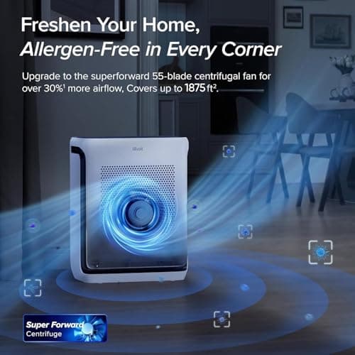 LEVOIT Air Purifiers for Home Large Room Up to 1875 Ft² with Washable Pre-Filter, AHAM VERIFIDE, Air Quality Monitor, HEPA Sleep Mode for Allergies, Pet Hair in Bedroom, Vital 200S-P, White view 2