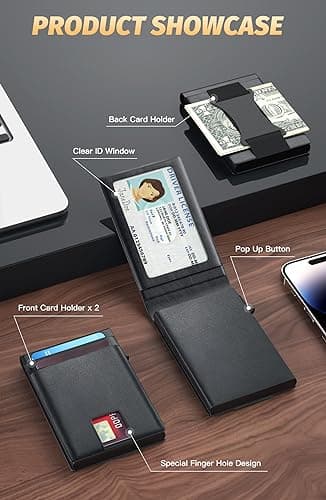 FIYUM Wallet for Men, Mens Wallet with Magnetic Removable Credit Card Holder Pop Up Smart RFID Blocking Slim Leather Cash Slots ID Windows Minimalist Wallet view 6