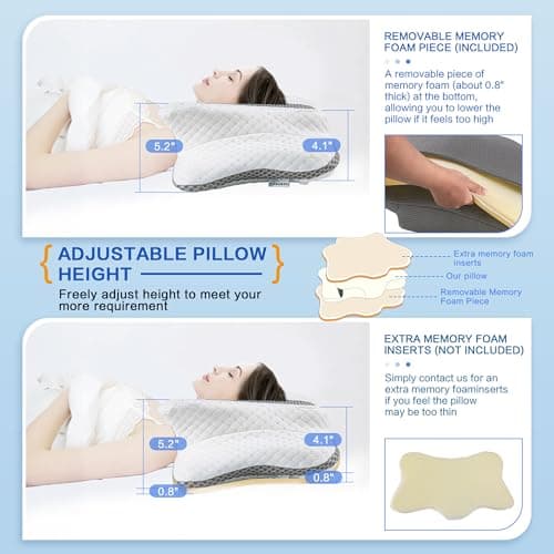 Pain Relief Cervical Pillow for Neck Support,Adjustable Ergonomic Pillow Cozy Sleeping,Odorless Orthopedic Memory Foam Pillows,Contour Bed Pillow for Side Back Stomach Sleeper view 2