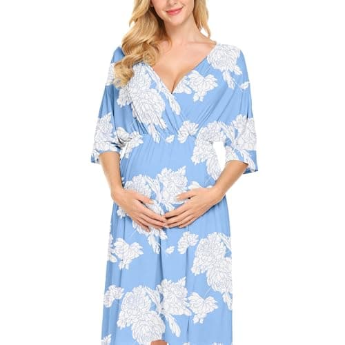 Nursing Dresses Breastfeeding Dress for Women - V Neck Maternity Nursing Dress Flowy Boho Floral Vacation Dress view 2