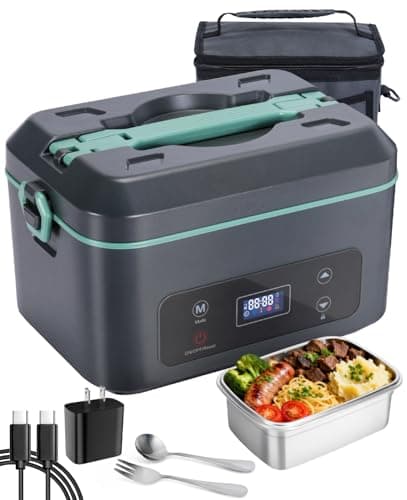 AIZOCO Cordless Electric Lunch Box for Adults, Heated Lunch Box Battery Powered with 5 Side Heating, Portable Food Warmer with 5.5 Cups Removable Container, Self-Heating Food Warmer for Work,GreyGreen — image 1
