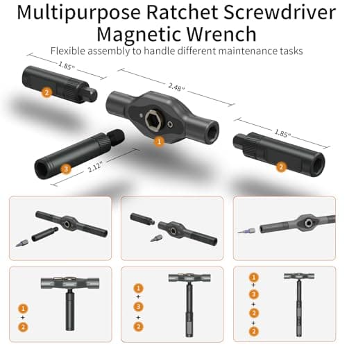 24 in 1 Magnetic Ratchet Screwdriver Set, Multi Bit DIY Magnetic Screwdriver Set with Detachable Ratchet Handle, Portable Precision Repair Tool Kit for Furniture, Electronics, Bicycle view 4