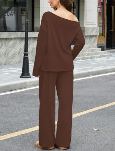 Off the Shoulder Lounge Sets 2 Piece Fall Outfits for Women Sweatsuit 2026 view 5