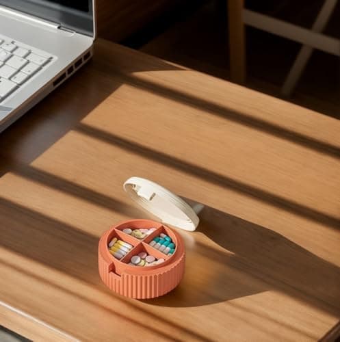 NifengJieyi Pill Organizer, Travel Pill Organizer, Pill Storage with Foldable Water Cup，Daily Medicine Dispenser Box, Multifunctional Portable Travel Organizer for Supplements, 3.4x3.4x1.8inches view 7