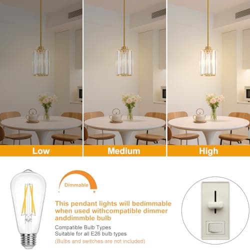 2 Pack Pendant Lights Kitchen Island, Modern Gold Pendant Light Fixtures, Mini Chandelier Crystal Kitchen Island Lighting, Hanging Pendant Lights Fixture for Kitchen Island Dining Room Hallway Foyer view 5