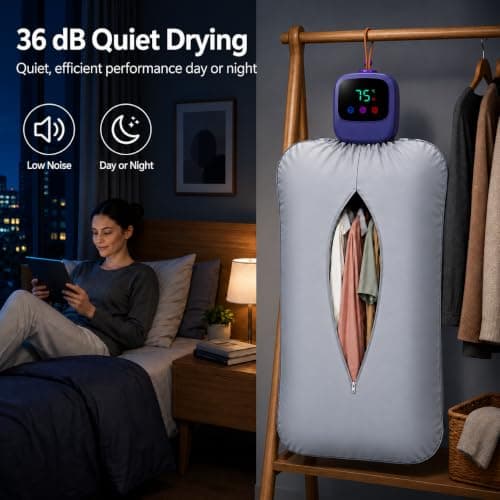 Portable Clothes Dryer: Travel Dryer 100-240V Travel Dryer, 36dB Quiet | 100–240V global voltage, 1.38 lb compact body, 4 drying modules; dries 6–10 garments for travel and small spaces. view 6