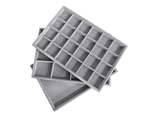 Stratalife Set of 3 Stackable Jewelry Organizer Tray Earring Display Trays Drawer Organizer Inserts Accessory Storage Grey — image 1
