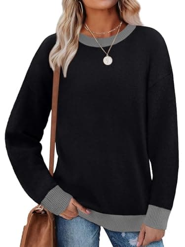 MixShe Womens Sweaters Fall Fashion 2025 Trendy Christmas Sweater Long Sleeve Shirts Women Tops Clothing Crewneck Sweatshirts Outfits Black Large