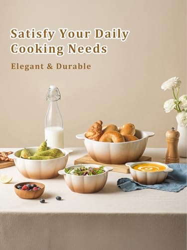 MISSYSSIM Ceramic Soup Bowls with Handle, Large Serving Bowls Set of 4, 14/24/45/78 oz Food Storage Bowls Containers for Cooking, Baking, Salad, Ramen Bowls Oven Safe, Brown view 5