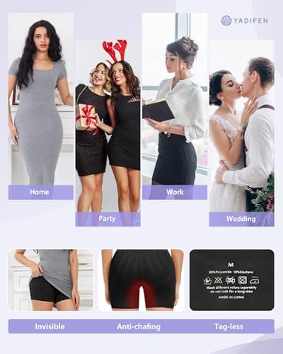 YADIFEN Shapewear for Women Tummy Control, Mid Waist Body Shaper Shorts Butt Lifting Seamless Shapewear Under Dresses view 5