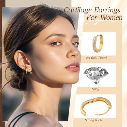 Silver Hoop Earrings Set for Women Man Small Gold Silver Hoop 316L Stainless Steel Tiny Cartilage Earrings Hoop for Multiple Piercing Jewelry Gift view 4