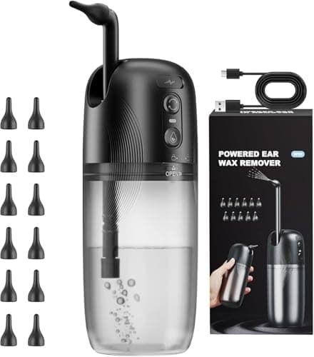 Electric Ear Wax Removal, Ear Cleaning Kit with Water Powered Ear Cleaner, Featuring 3 Pressure Settings and 12 Replacement Tips, Effective Ear Cleaning Tool