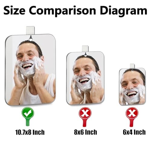 JEIAKONJI 2 Pack Shower Mirror for Shaving, Shower Mirror for Shaving Men(Lager 10.7 x 8 Inch); Small Wall Mirrors for Showers, Shatterproof Plexiglass Makeup Mirrior, Travel Camping Showers Mirrors view 2