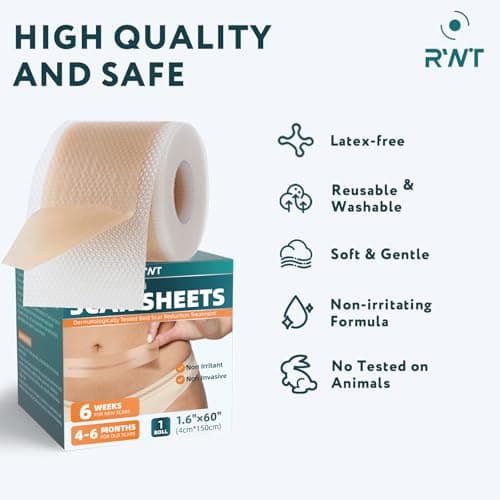 Silicone Scar Tape - 60" x 1.6" Roll - 1.5M, Scar Treatment for Improves Surgical, Keloid, Hypertrophic Scars - Medical Grade Reusable Silicone Scar Sheets view 5