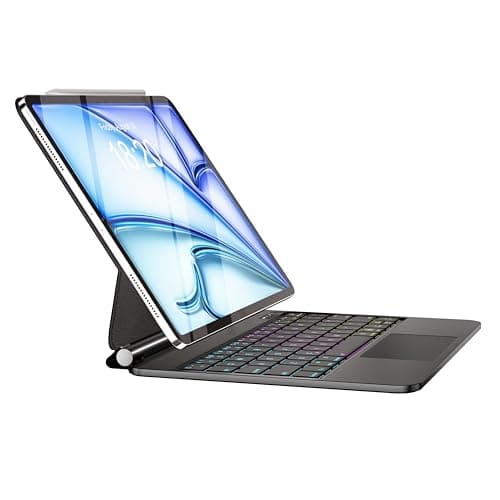TabletKeyer Magic-Style Keyboard Case for iPad Air 11" M4/M3/M2 (2026-2024), Air 10.9" 4th/5th Gen, Pro 11" 1st-4th Gen – Floating Magnetic Stand, Rainbow Backlit & Multi-Touch Trackpad - Black